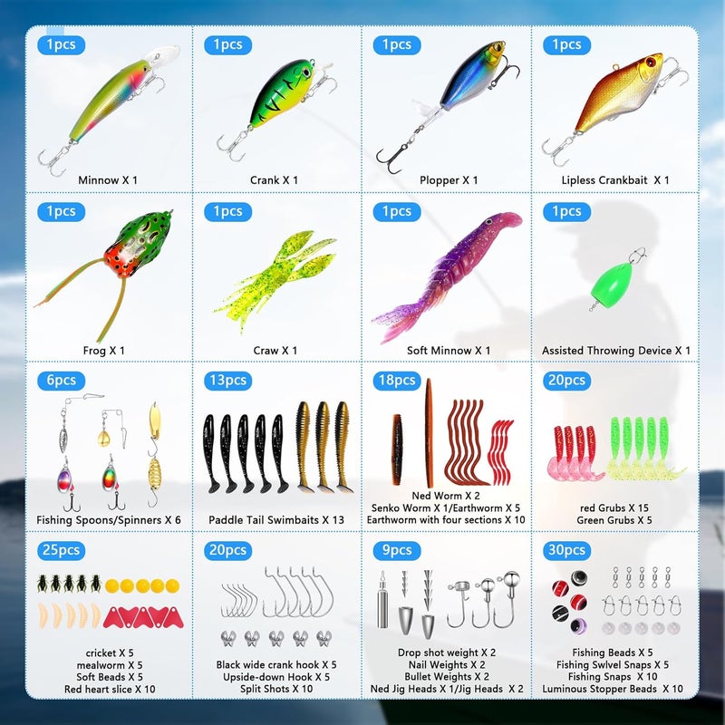 FONMANG Fishing Lures - Tackle Box with Tackle Included, Fishing Kit with VIBs, Frogs, Minnows, Soft Baits, Hooks & Weights Accessories, Freshwater Lure Kit for Bass Walleye Trout - Image 3